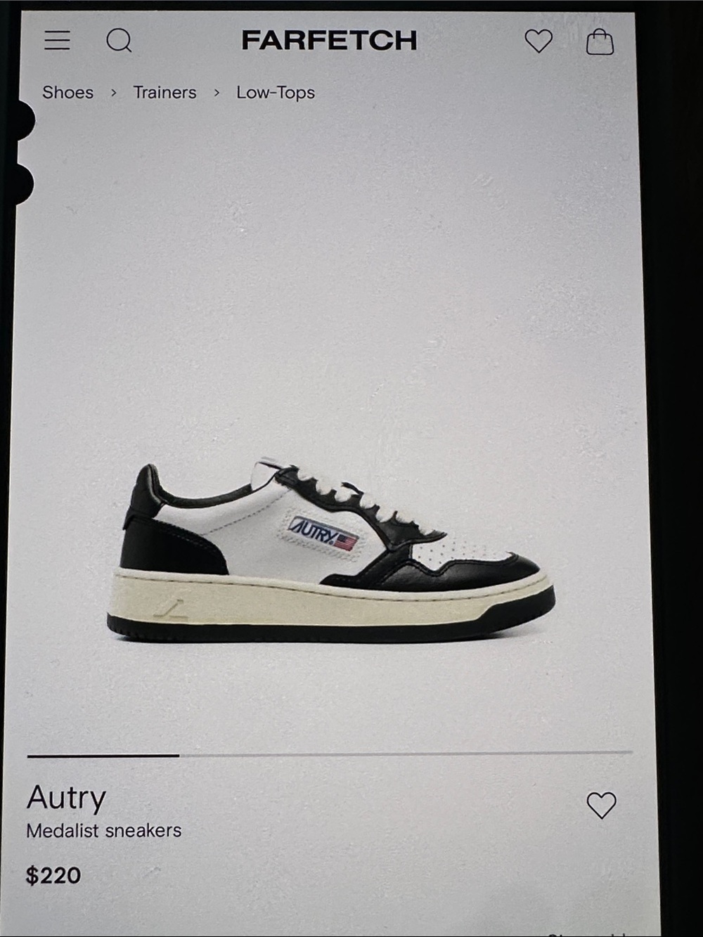 Autry Medalist Low-Top Sneakers in White and Black